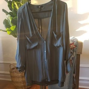 H&M greenish blue button up